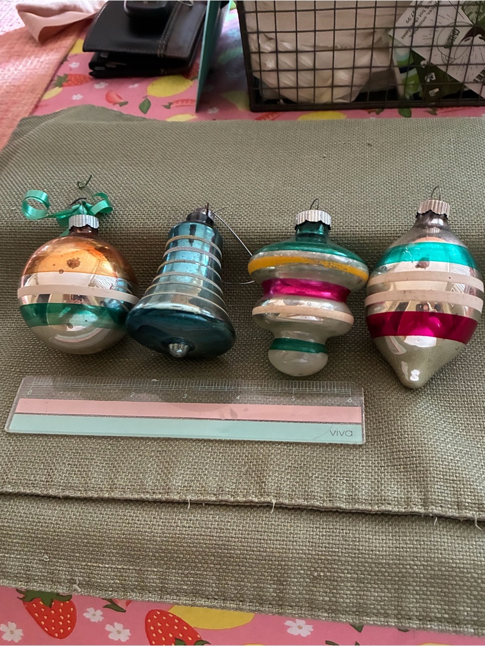 Vintage-Multicolor Glass Holiday glass Ornament Set 1950’s